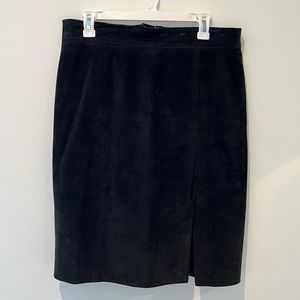 Vintage Suede Black Slit Skirt